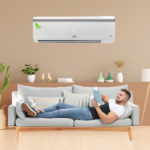 An image of an inverter air conditioner unit featuring modern design and energy-efficient technology.
